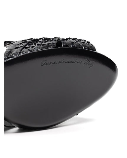 Dolce & Gabbana Black Snake Skin  Platform Sandals
