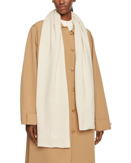 Calvin Klein Cream Recycled Polyester Scarf