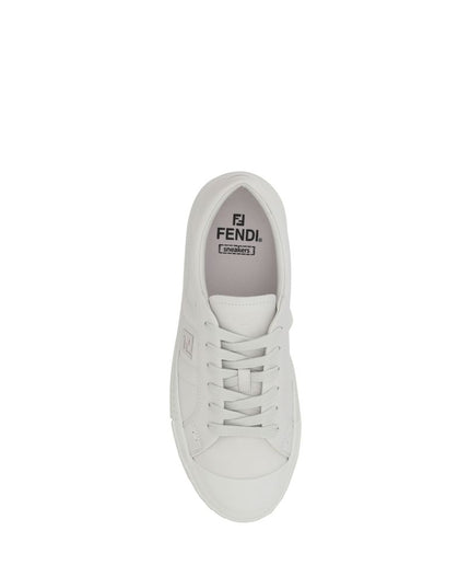 Fendi White Calf Leather Bos Taurus Athletic Sneakers