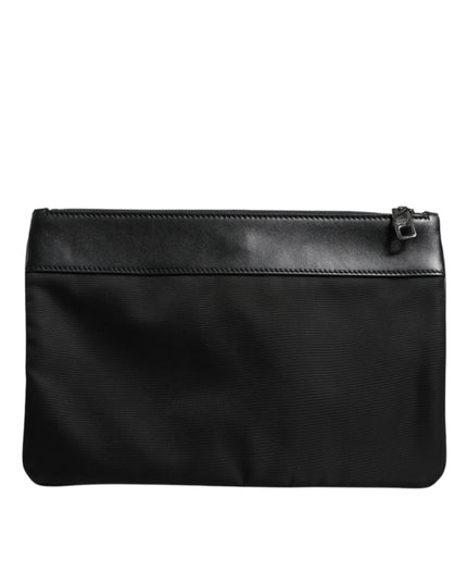 Dolce & Gabbana Multicolor Leopard Jacquard Logo Plaque Men Pouch Bag