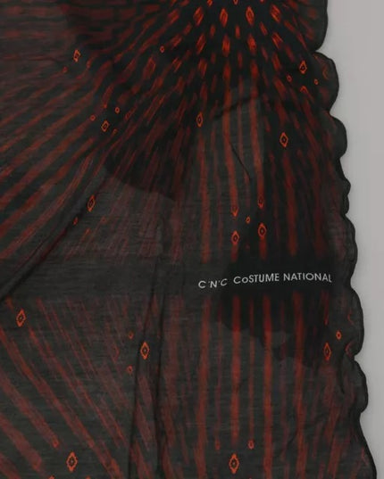 Costume National Black Red Viscose Foulard Branded Scarf