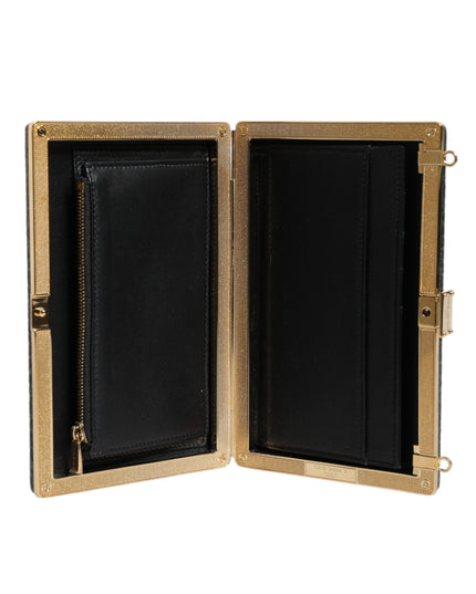 Dolce & Gabbana Black Leather Clutch Evening Crossbody Bag