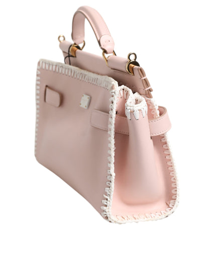 Dolce & Gabbana Light Pink Logo Plaque Soft Leather Strap Crossbody Bag