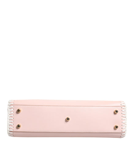 Dolce & Gabbana Light Pink Logo Plaque Soft Leather Strap Crossbody Bag