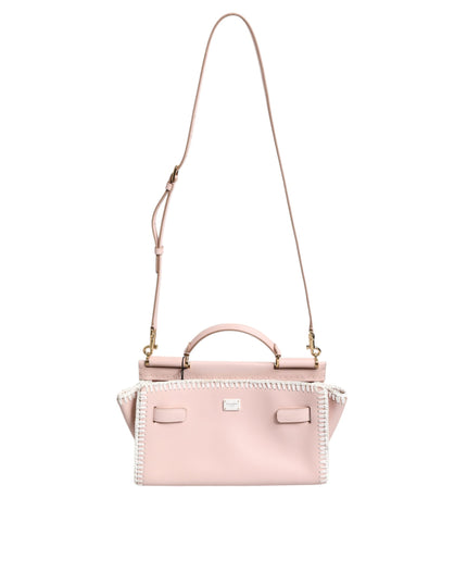 Dolce & Gabbana Light Pink Logo Plaque Soft Leather Strap Crossbody Bag