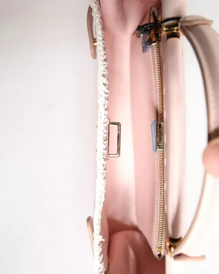 Dolce & Gabbana Light Pink Logo Plaque Soft Leather Strap Crossbody Bag