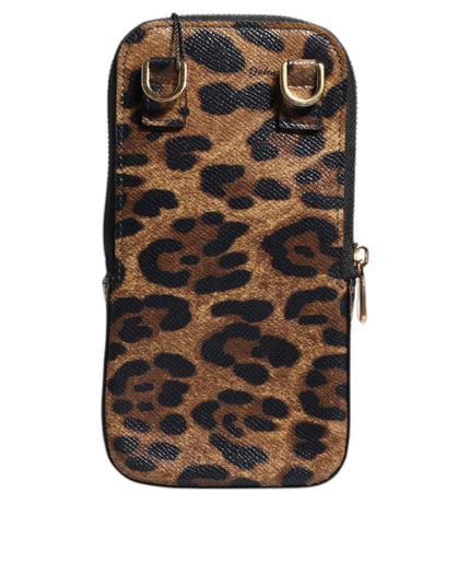 Dolce & Gabbana Brown Leopard Print Dauphine Leather Zip Around Wallet