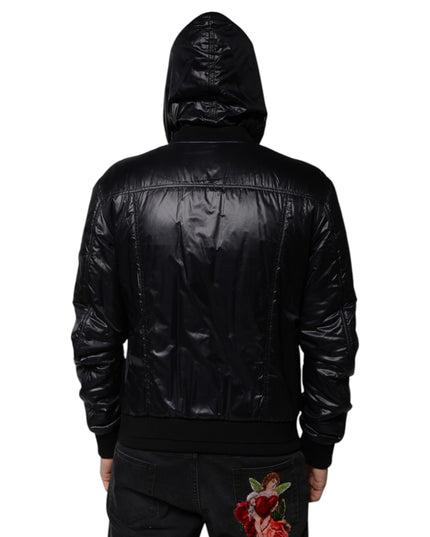 Dolce & Gabbana Black Nylon Hooded Full Zip Blouson Jacket