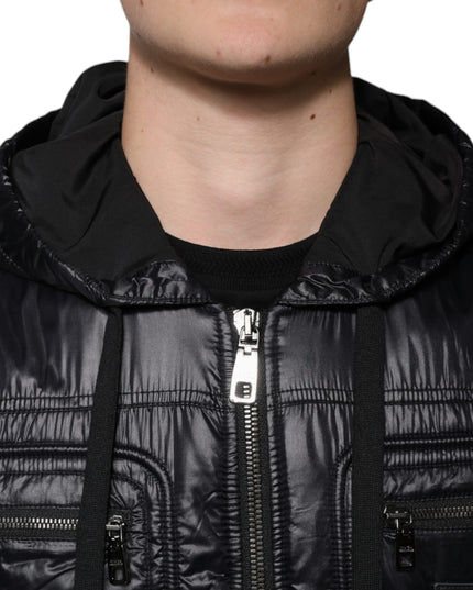 Dolce & Gabbana Black Nylon Hooded Full Zip Blouson Jacket