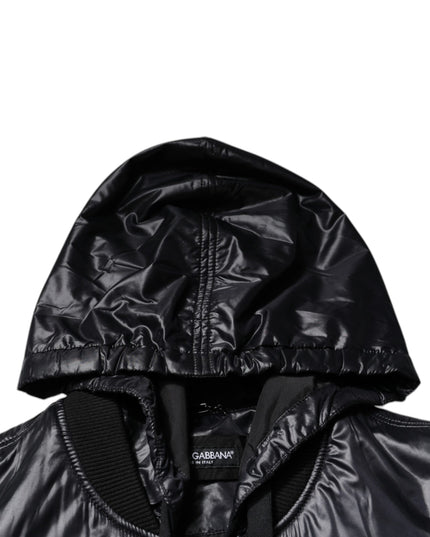 Dolce & Gabbana Black Nylon Hooded Full Zip Blouson Jacket
