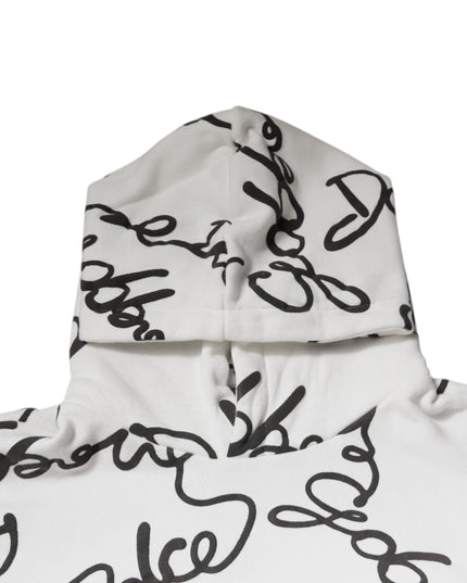 Dolce & Gabbana White Logo Cotton Hooded Sweatshirt Sweater
