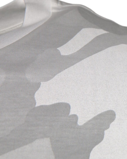 Dolce & Gabbana White Gray Camouflage Cotton Crew Neck T-shirt