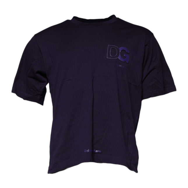 Dolce & Gabbana Purple DG Logo Cotton Crew Neck T-shirt