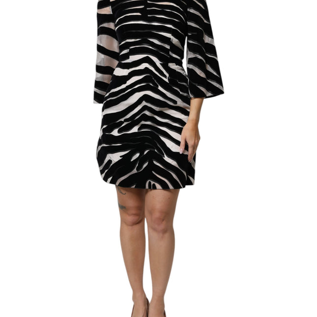 Dolce & Gabbana Black White Zebra A-line Sheath Mini Dress
