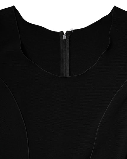 Emporio Armani Black Viscose Short Sleeves Sheath Midi Dress