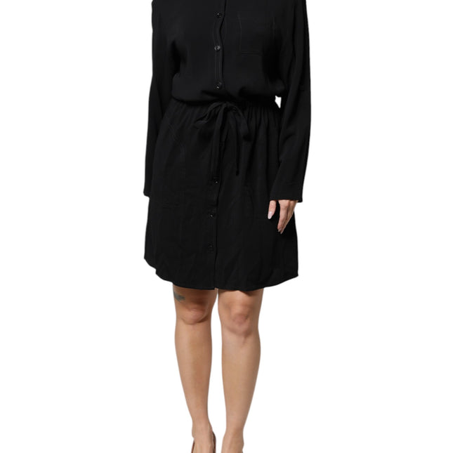 Emporio Armani Black Viscose Long Sleeves A-line Mini Dress