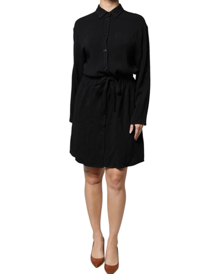 Emporio Armani Black Viscose Long Sleeves A-line Mini Dress