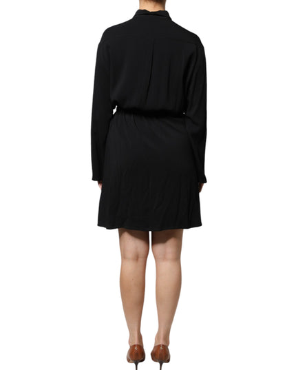 Emporio Armani Black Viscose Long Sleeves A-line Mini Dress