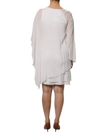 Blumarine White Floral Embroidery Viscose Chiffon Shift Dress