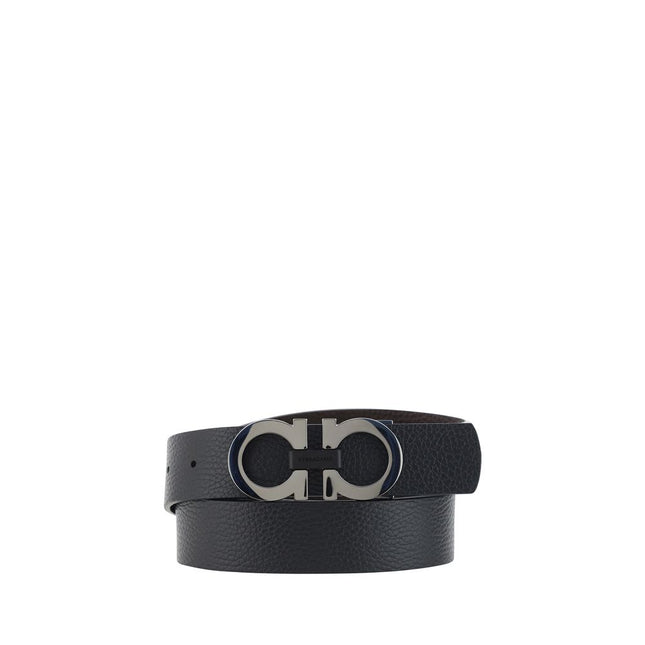 Ferragamo Black Calf Leather Bos Taurus Regular Belt