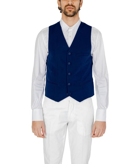 Only & Sons Blue Polyester Waistcoat