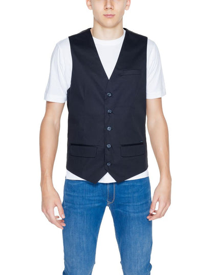 Gianni Lupo Black Cotton Waistcoat