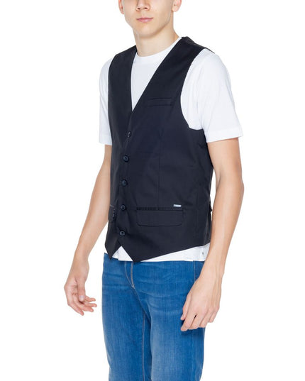 Gianni Lupo Black Cotton Waistcoat