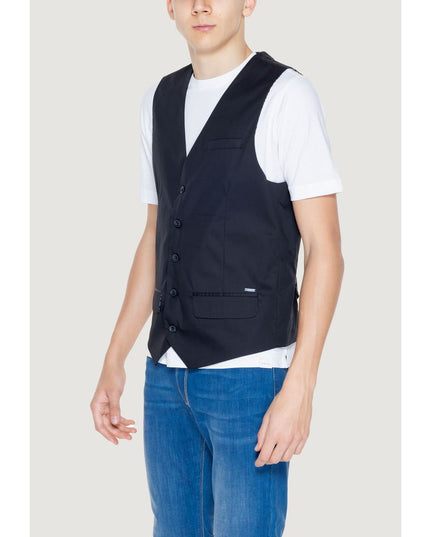 Gianni Lupo Black Cotton Waistcoat