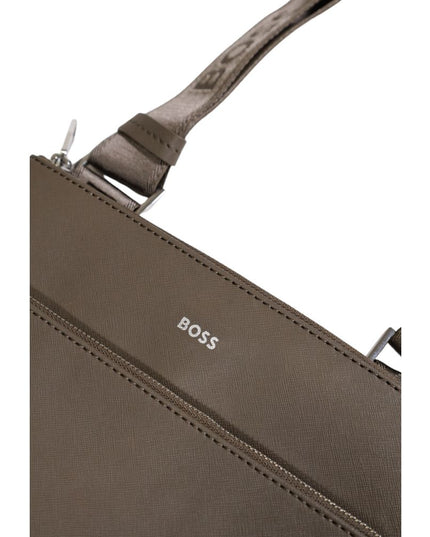Hugo Boss Green Leather Messenger Bag
