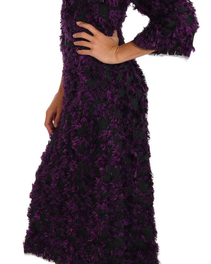 Dolce & Gabbana Purple Fringe Midi Sheath Dress