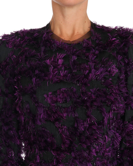 Dolce & Gabbana Purple Fringe Midi Sheath Dress