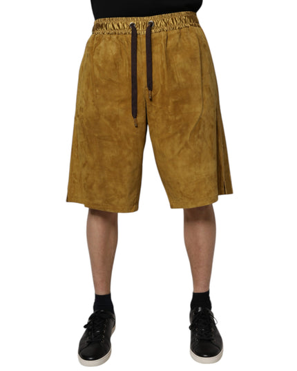 Dolce & Gabbana Brown Lambskin Suede Men Bermuda Shorts