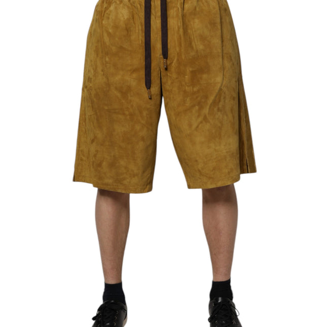 Dolce & Gabbana Brown Lambskin Suede Men Bermuda Shorts