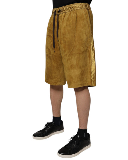 Dolce & Gabbana Brown Lambskin Suede Men Bermuda Shorts