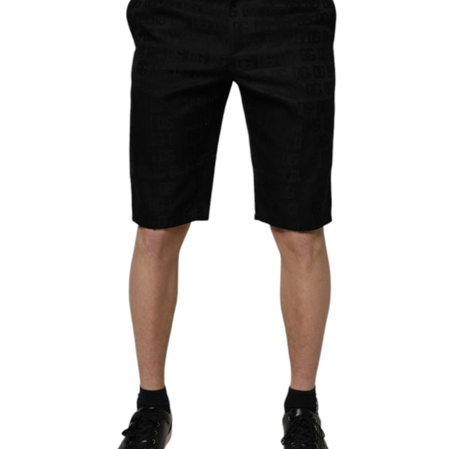 Dolce & Gabbana Black Cotton Casual Mid Waist Chino Shorts