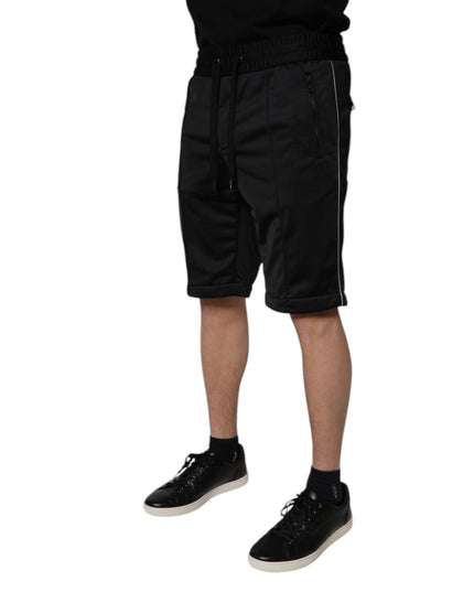 Dolce & Gabbana Black Polyester Mid Waist Men Bermuda Shorts