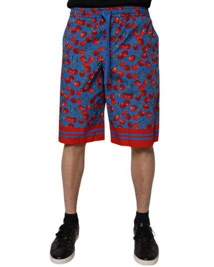 Dolce & Gabbana Blue Cherry Print Cotton Men Bermuda Shorts