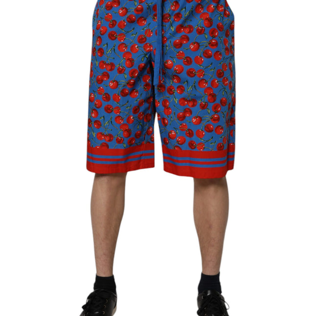 Dolce & Gabbana Blue Cherry Print Cotton Men Bermuda Shorts