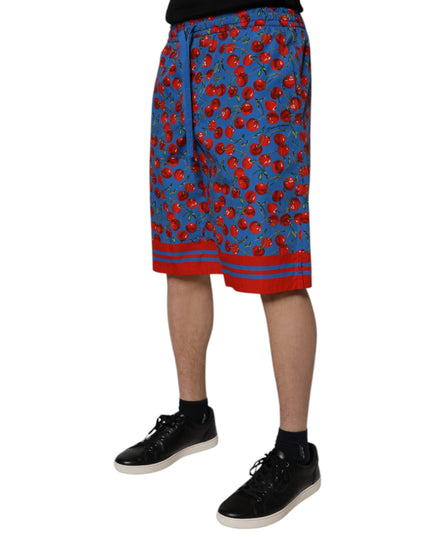 Dolce & Gabbana Blue Cherry Print Cotton Men Bermuda Shorts