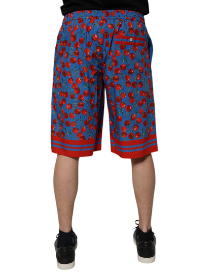 Dolce & Gabbana Blue Cherry Print Cotton Men Bermuda Shorts