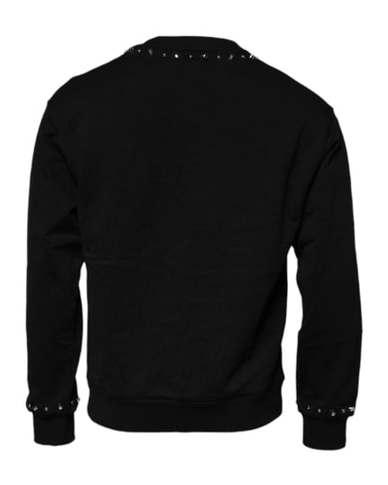 Dolce & Gabbana Black Logo Stud Pullover Sweatshirt Sweater