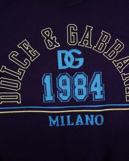 Dolce & Gabbana Blue 1984 Milano CrewNeck Sweatshirt Sweater