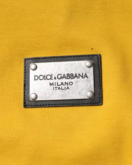 Dolce & Gabbana Yellow Logo Plaque Hooded Full Zip Sweater