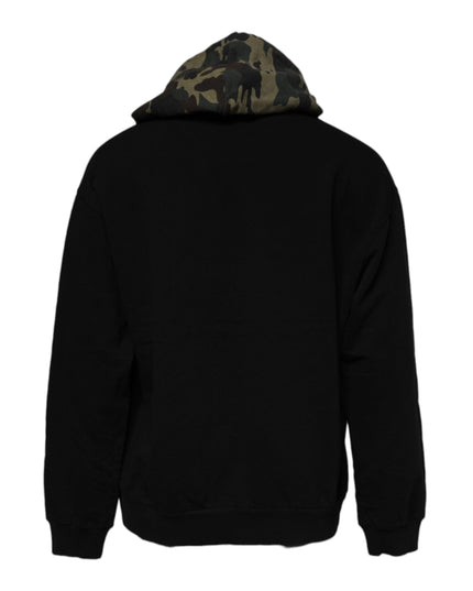 Dolce & Gabbana Black Camouflage Hooded Sweatshirt Sweater