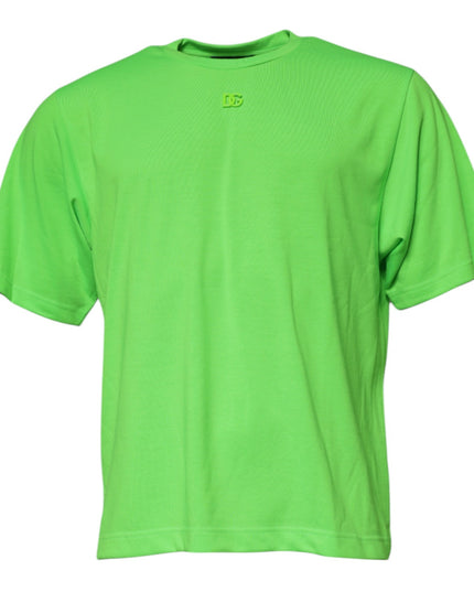 Dolce & Gabbana Green Logo Polyester Crew Neck T-shirt