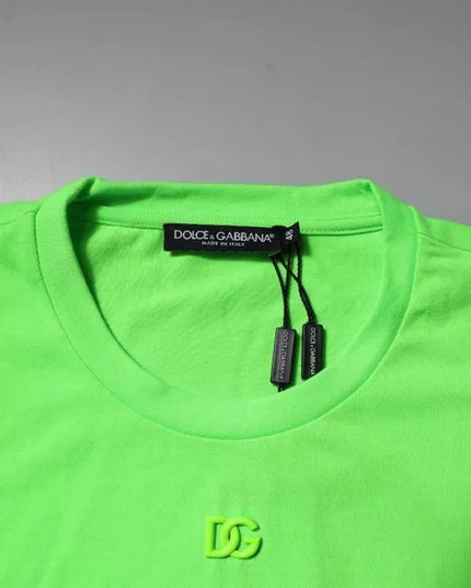 Dolce & Gabbana Green Logo Polyester Crew Neck T-shirt