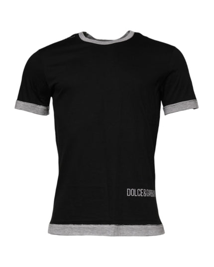 Dolce & Gabbana Black Logo Cotton Crew Neck Men Tee T-shirt
