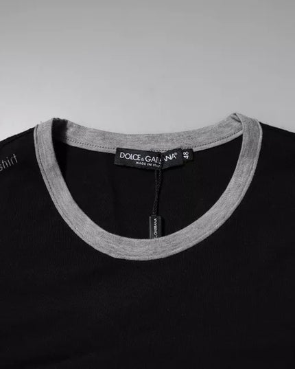 Dolce & Gabbana Black Logo Cotton Crew Neck Men Tee T-shirt