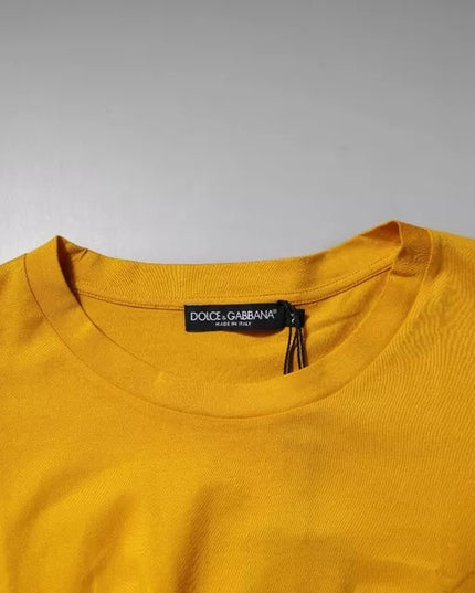 Dolce & Gabbana Dark Yellow Logo Cotton Men Crew Neck T-shirt