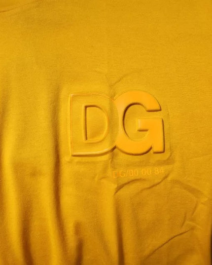 Dolce & Gabbana Dark Yellow Logo Cotton Men Crew Neck T-shirt